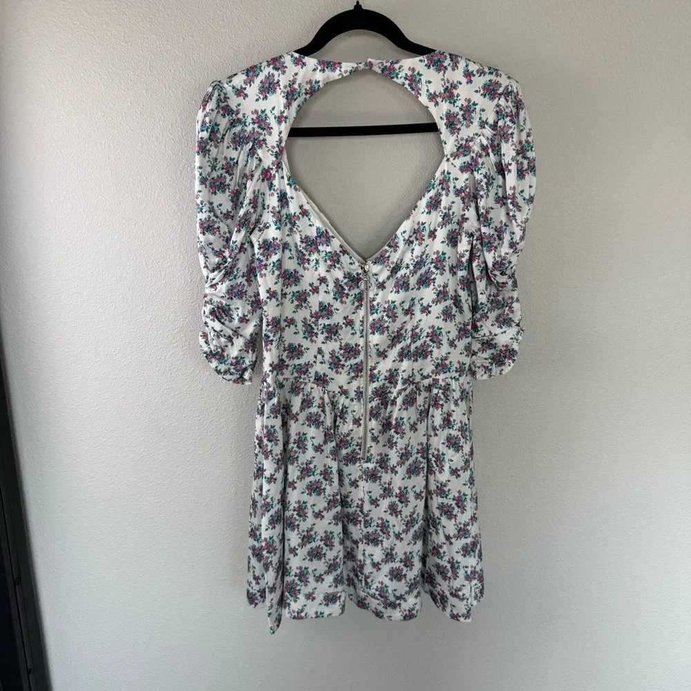 New For Love & Lemons Taggart Floral Print Mini Dress White NWT - Picture 13 of 16
